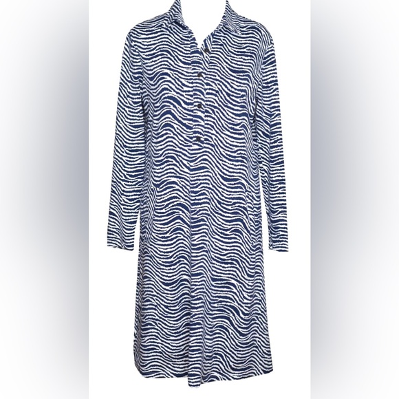 J. McLaughlin Blue and Cream Patterned Dress - Picture 1 of 7